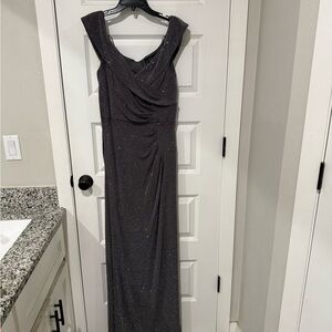 Alex Evenings Sparkling Gray Maxi Dress